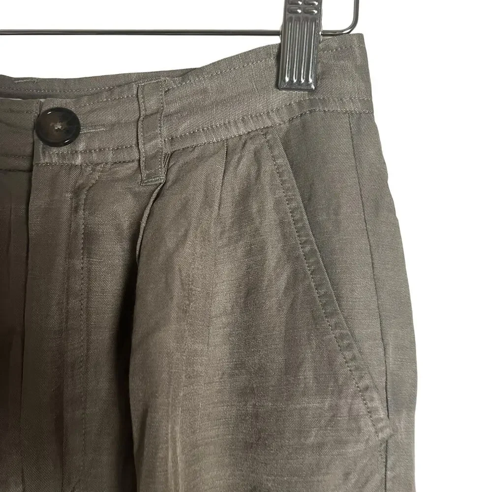 Anine Bing Carrie Pleated Wide Leg Linen High Waist Trouser Pants Size XS
